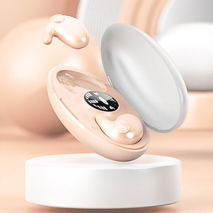 "Leichte kabellose Bluetooth-Kopfhörer, ergonomisch, IPX5 wasserdicht, Dual Noise Cancelling, ideal für unterwegs."