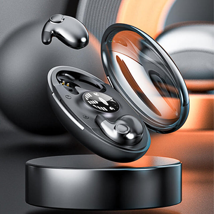 "Leichte kabellose Bluetooth-Kopfhörer, ergonomisch, IPX5 wasserdicht, Dual Noise Cancelling, ideal für unterwegs."