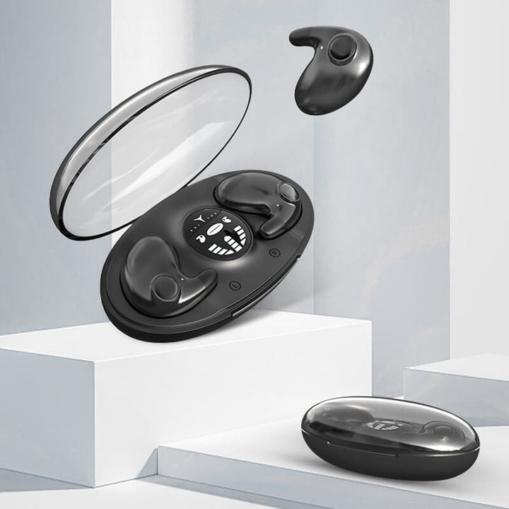 "Leichte kabellose Bluetooth-Kopfhörer, ergonomisch, IPX5 wasserdicht, Dual Noise Cancelling, ideal für unterwegs."
