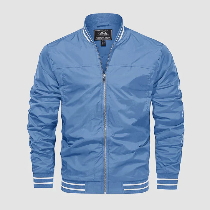 "Leichte zweifarbige Herrenjacke, modern und stilvoll, mit bequemer Passform und zeitgemäßer Eleganz."