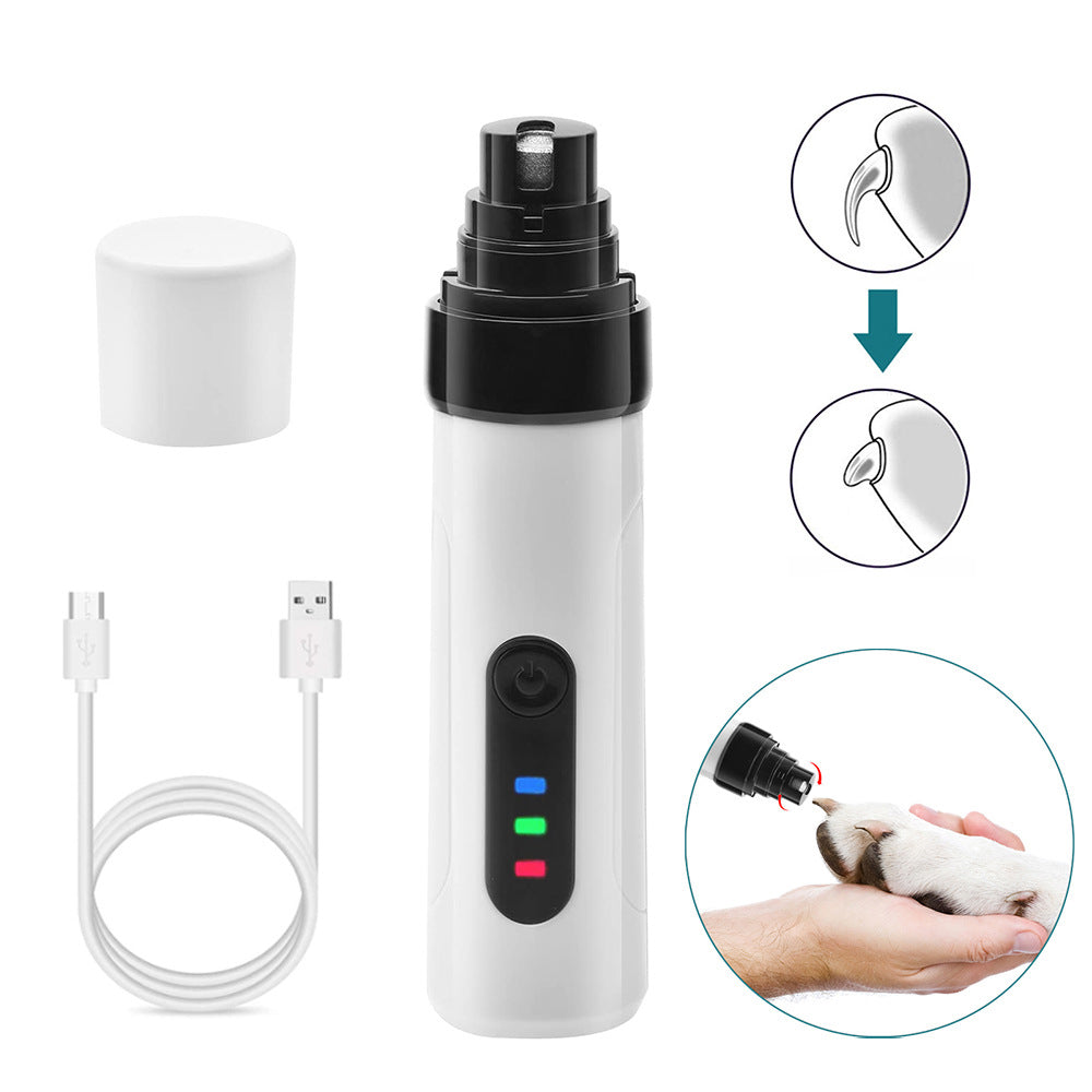 "Leiser, wiederaufladbarer Haustier Krallentrimmer mit LED, ergonomisch und handlich für sicheres, stressfreies Trimmen."