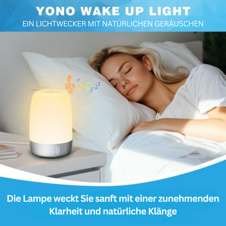 Lichtwecker mit Naturgeräuschen, LED-Lampe, Wecklicht, sanftes Aufwachen, Schlafzimmer.