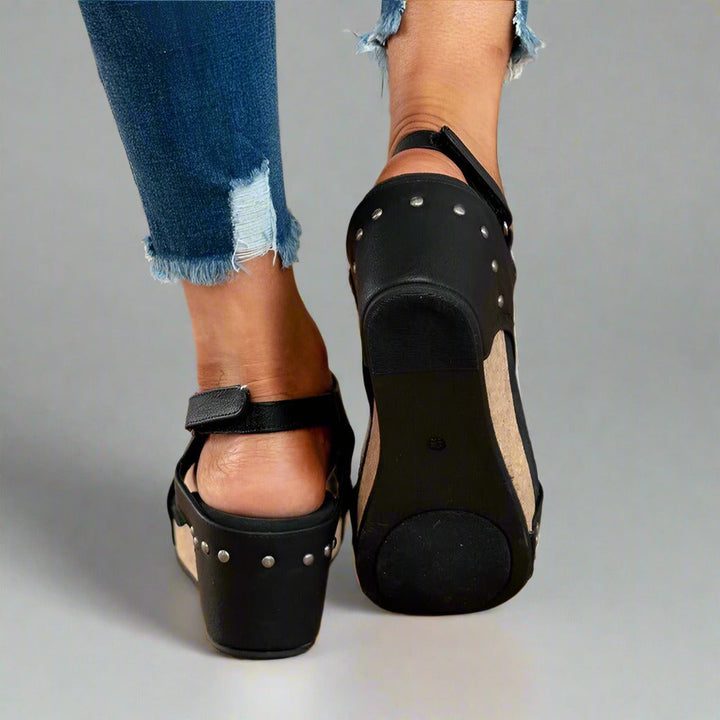 "Lila vegane Sandalen für Damen, orthopädische Passform, elegantes Design, mit Klettverschluss, optimal für Komfort"