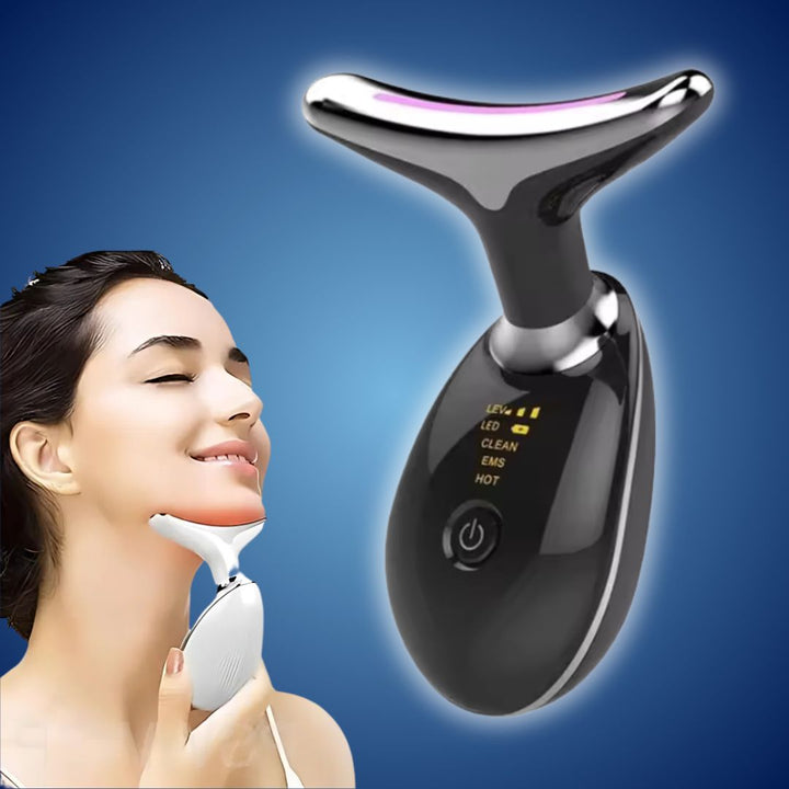 "LumiLift Gesichtsformer: Kompaktes EMS Anti-Aging Gerät strafft Haut, reduziert Doppelkinn & Falten, mit modernem Design."