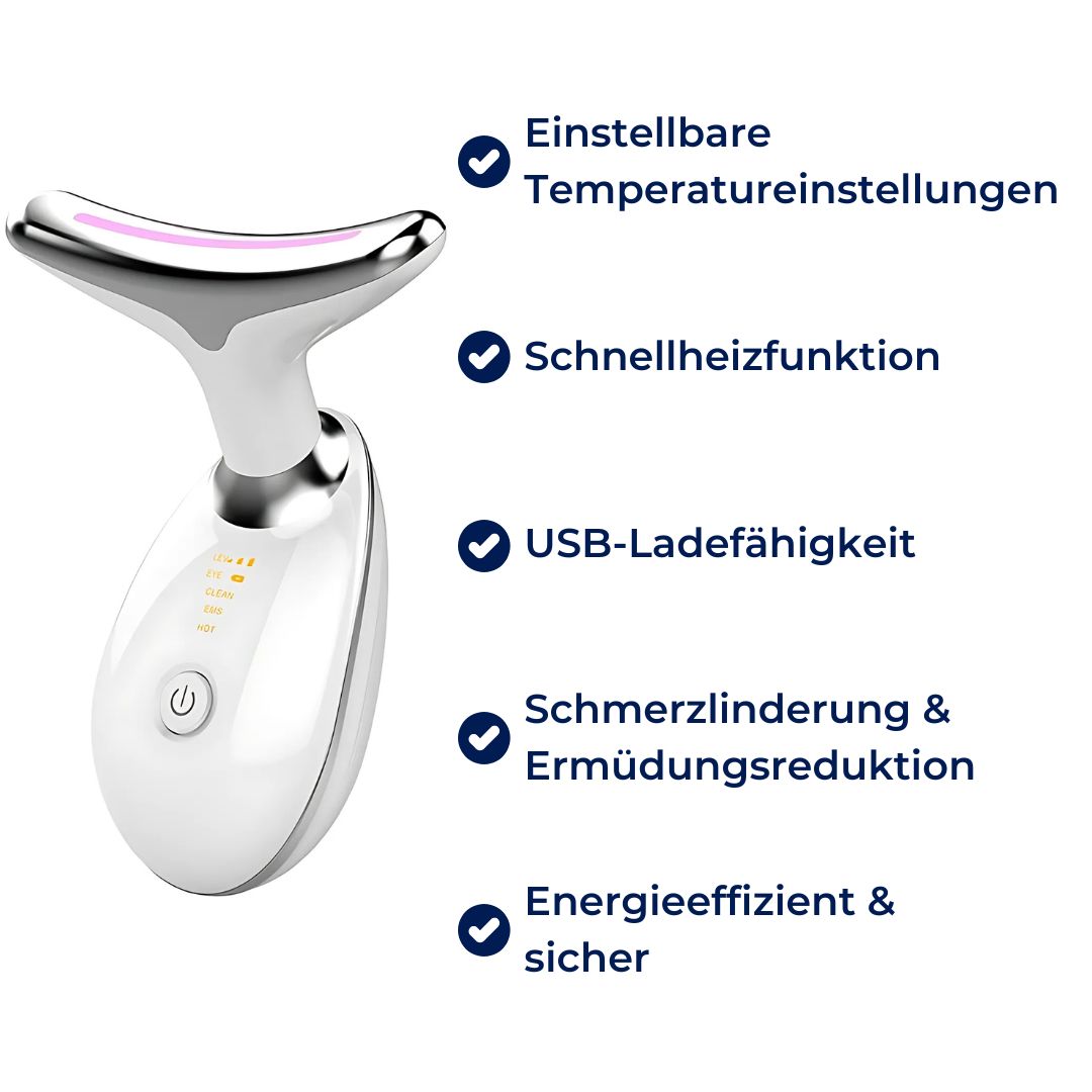 "LumiLift Gesichtsformer: Kompaktes EMS Anti-Aging Gerät strafft Haut, reduziert Doppelkinn & Falten, mit modernem Design."
