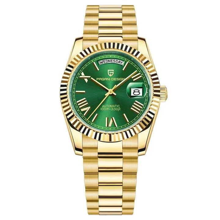 Luxuriöse automatische Herrenuhr aus Edelstahl mit stilvollem Design, präzisem Uhrwerk und wasserdichtem Gehäuse.