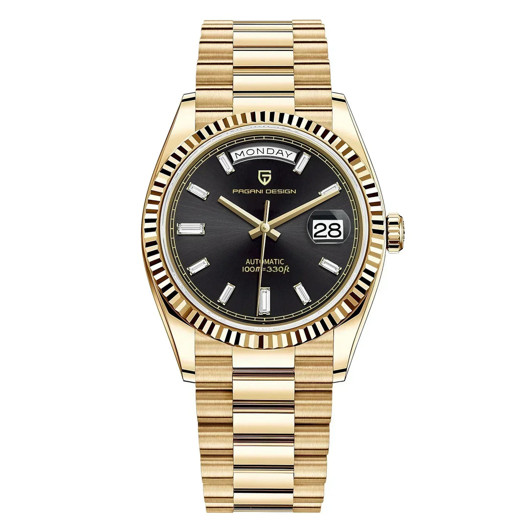 Luxuriöse automatische Herrenuhr aus Edelstahl mit stilvollem Design, präzisem Uhrwerk und wasserdichtem Gehäuse.