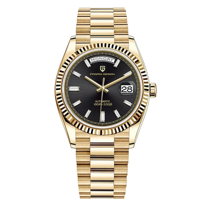 Luxuriöse automatische Herrenuhr aus Edelstahl mit stilvollem Design, präzisem Uhrwerk und wasserdichtem Gehäuse.