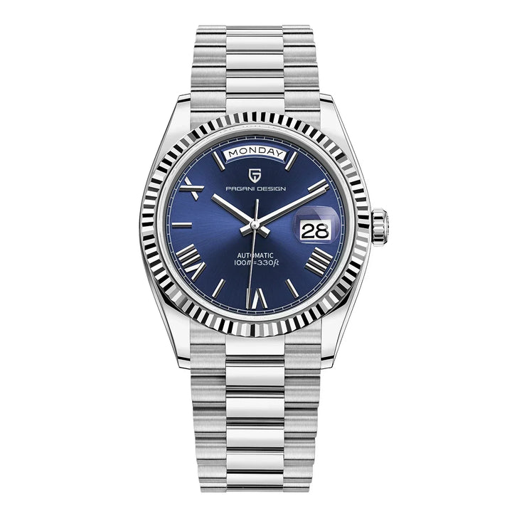 Luxuriöse automatische Herrenuhr aus Edelstahl mit stilvollem Design, präzisem Uhrwerk und wasserdichtem Gehäuse.