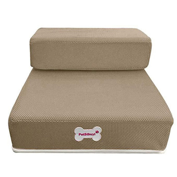 "Luxuriöse Hundetreppe in Beige mit rutschfester Oberfläche für sicheren Zugang zu Sofa & Bett, ideal für kleine Haustiere."