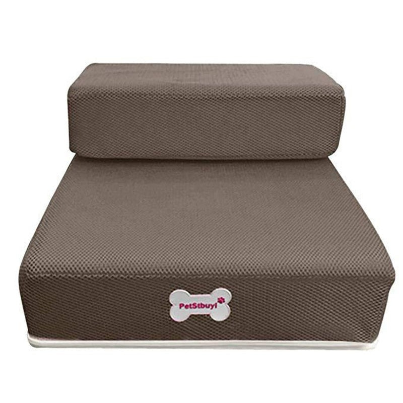 "Luxuriöse Hundetreppe in Beige mit rutschfester Oberfläche für sicheren Zugang zu Sofa & Bett, ideal für kleine Haustiere."