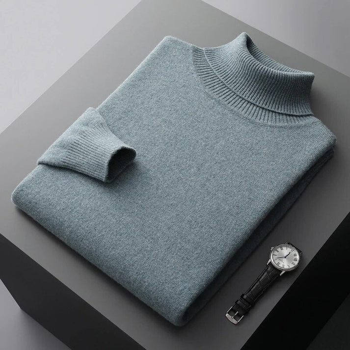 Luxuriöser Herren Kaschmir-Rollkragenpullover, bequem, weich, warm, ideal für elegante Looks im Winter.