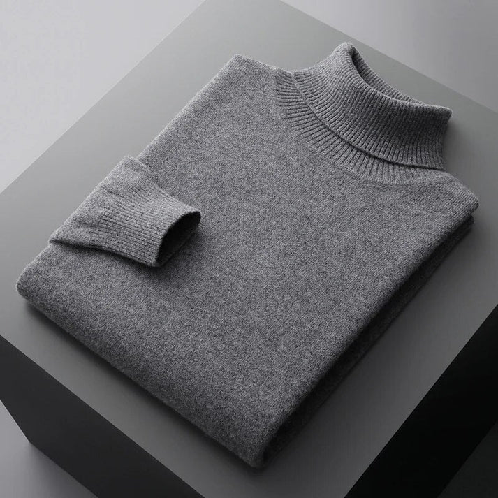 Luxuriöser Herren Kaschmir-Rollkragenpullover, bequem, weich, warm, ideal für elegante Looks im Winter.