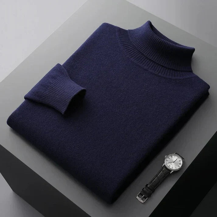 Luxuriöser Herren Kaschmir-Rollkragenpullover, bequem, weich, warm, ideal für elegante Looks im Winter.