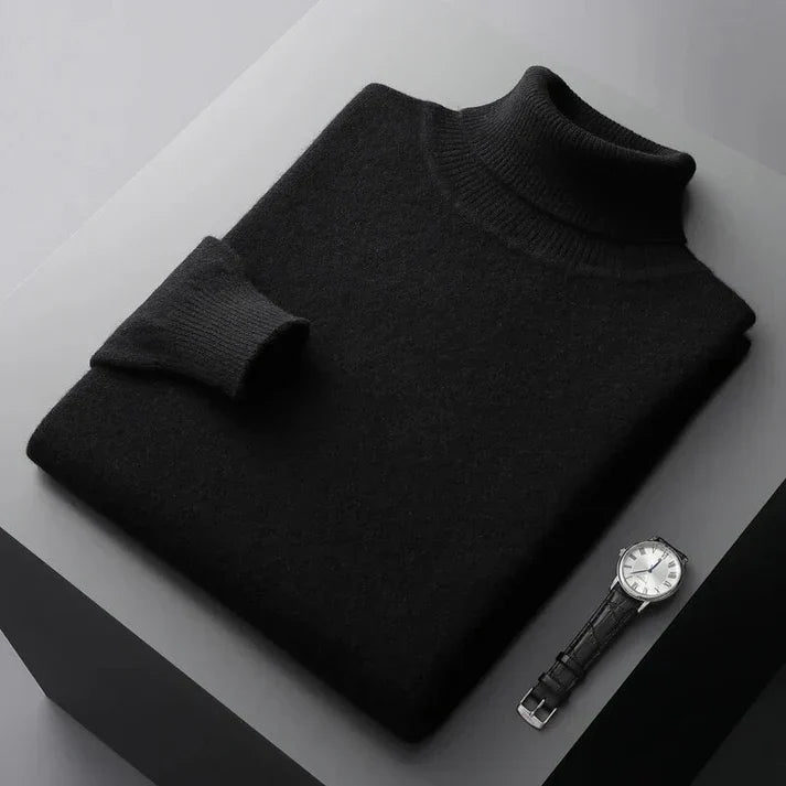 Luxuriöser Herren Kaschmir-Rollkragenpullover, bequem, weich, warm, ideal für elegante Looks im Winter.