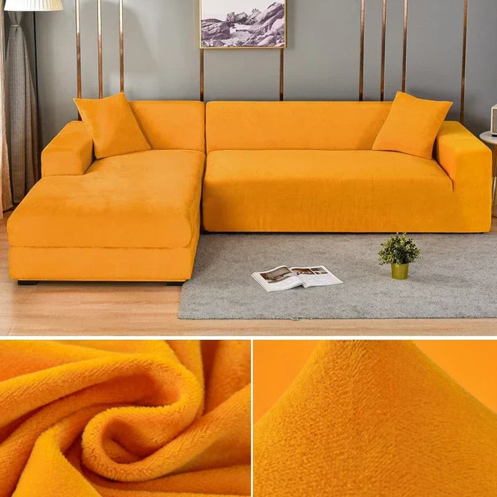 Luxuriöser stretchbarer Samt Sofabezug in Dunkelblau, flexibel für verschiedene Sofagrößen, elegant und schützend.