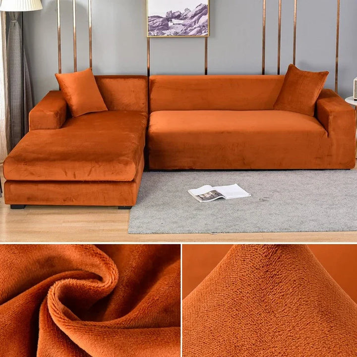 Luxuriöser stretchbarer Samt Sofabezug in Dunkelblau, flexibel für verschiedene Sofagrößen, elegant und schützend.
