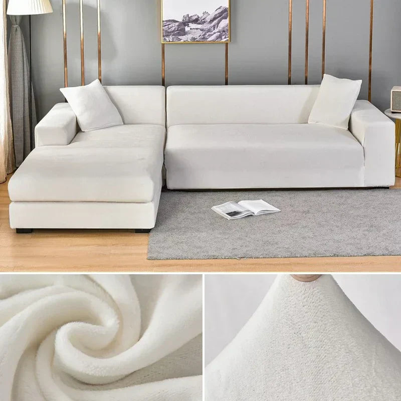 Luxuriöser stretchbarer Samt Sofabezug in Dunkelblau, flexibel für verschiedene Sofagrößen, elegant und schützend.