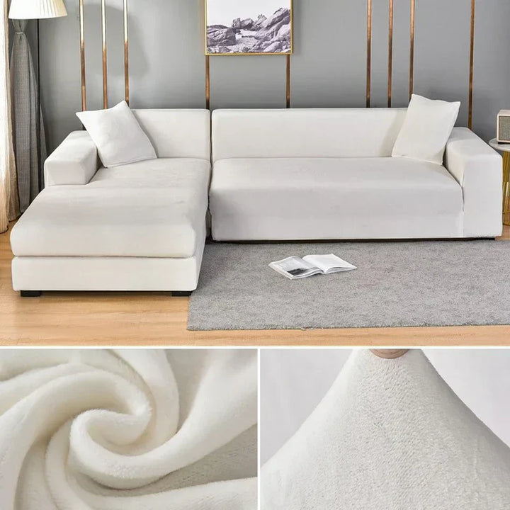 Luxuriöser stretchbarer Samt Sofabezug in Dunkelblau, flexibel für verschiedene Sofagrößen, elegant und schützend.