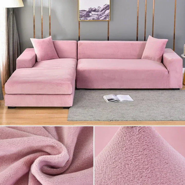 Luxuriöser stretchbarer Samt Sofabezug in Dunkelblau, flexibel für verschiedene Sofagrößen, elegant und schützend.