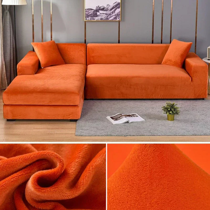 Luxuriöser stretchbarer Samt Sofabezug in Dunkelblau, flexibel für verschiedene Sofagrößen, elegant und schützend.