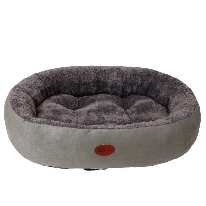 Luxuriöses Hundebett, oval, maschinenwaschbar, in Braun, bietet maximalen Komfort und stilvolles Design für Haustiere.