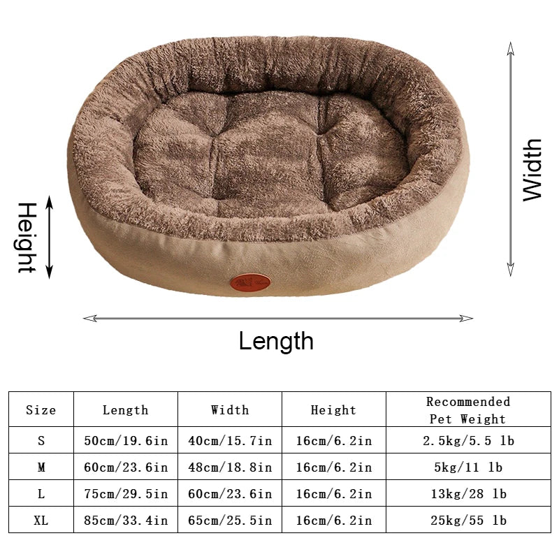 Luxuriöses Hundebett, oval, maschinenwaschbar, in Braun, bietet maximalen Komfort und stilvolles Design für Haustiere.