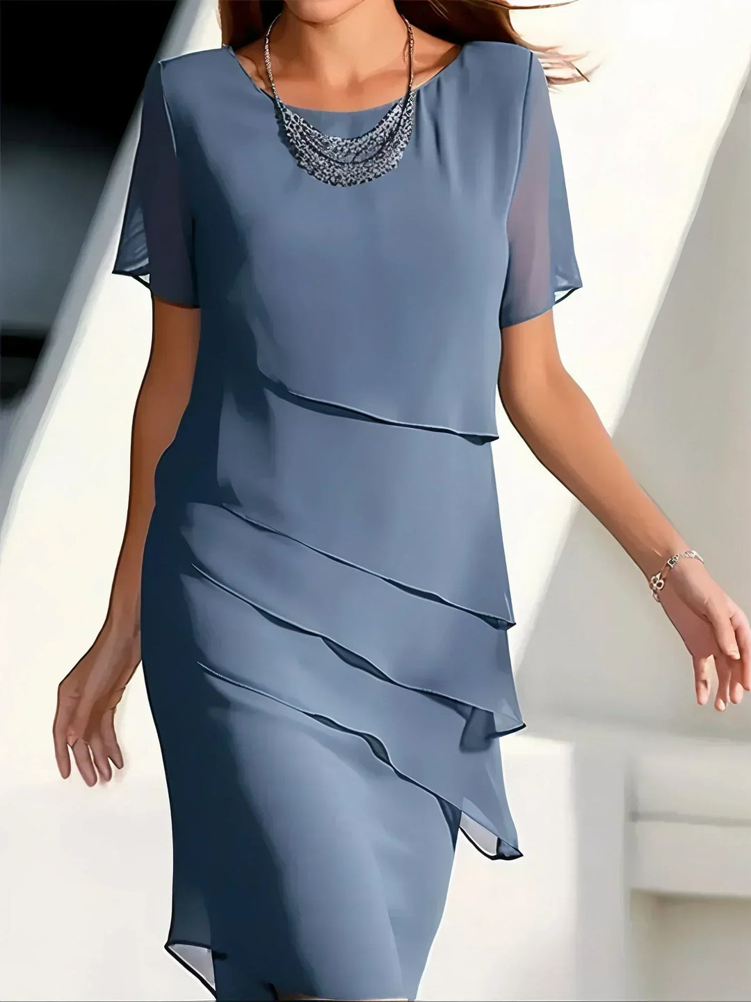 Luxuriöses, schlankmachendes Damenkleid mit tailliertem Schnitt, eleganter Silhouette und praktischem Design in verschiedenen