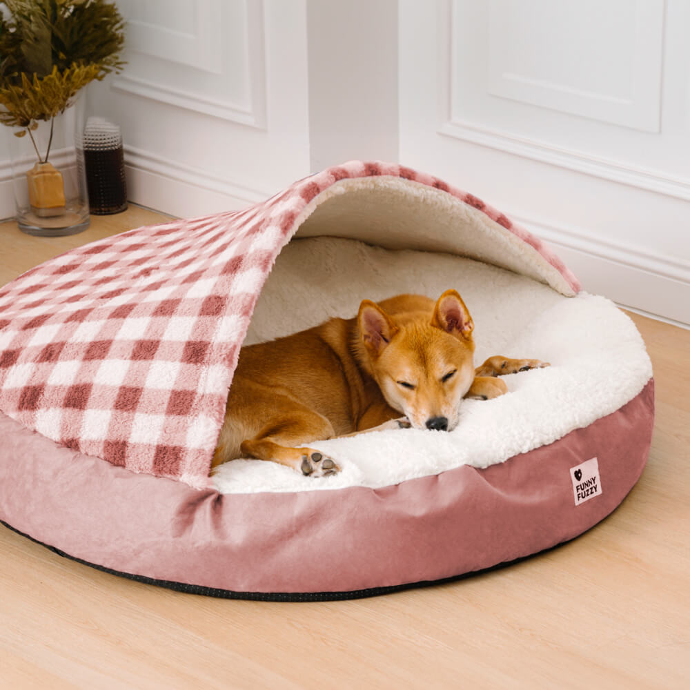 Luxus Hundebett mit Plüsch & Baldachin, rutschfest, in verschiedenen Farben; komfortabel und stilvoll für Haustiere.