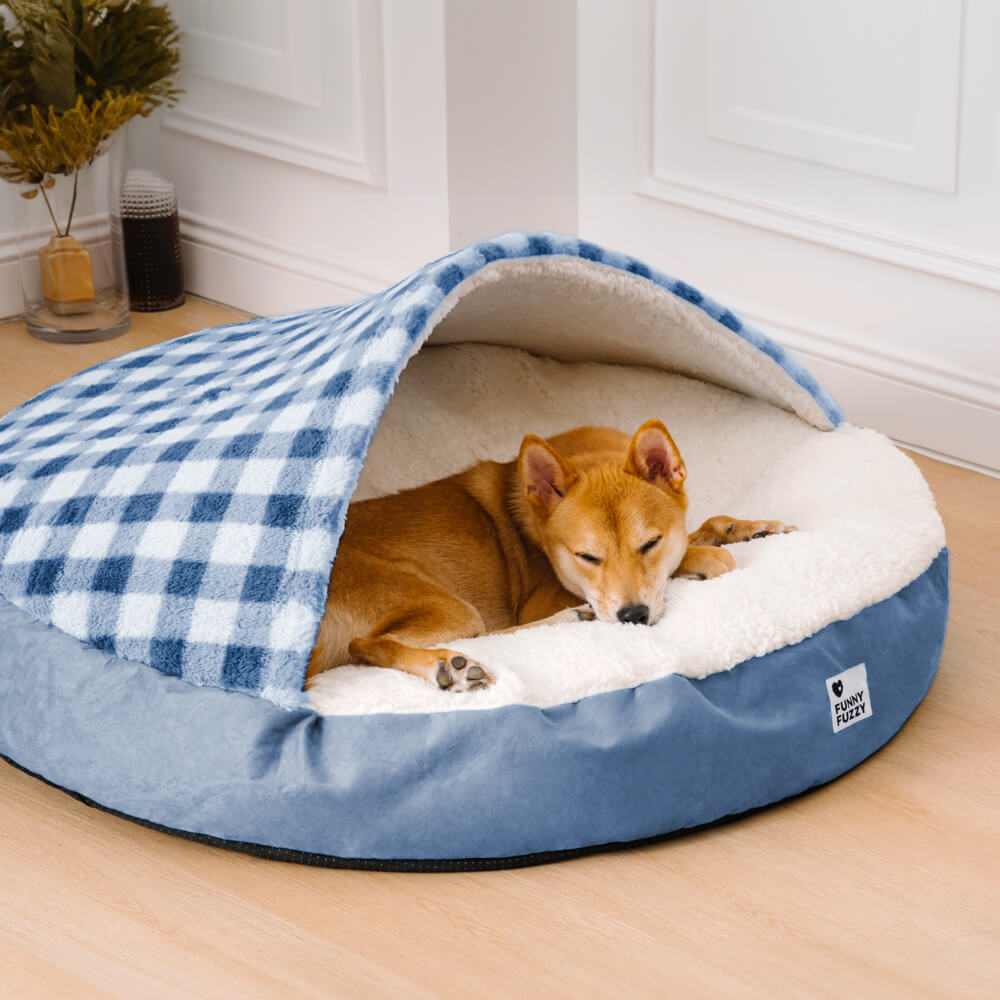 Luxus Hundebett mit Plüsch & Baldachin, rutschfest, in verschiedenen Farben; komfortabel und stilvoll für Haustiere.