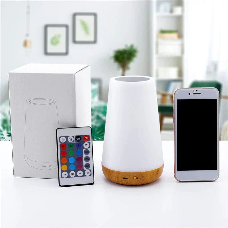 "Magisches Nachtlicht dimmbar mit Farbwechsel, Touchsteuerung und Fernbedienung, sorgt für stimmungsvolle Beleuchtung."