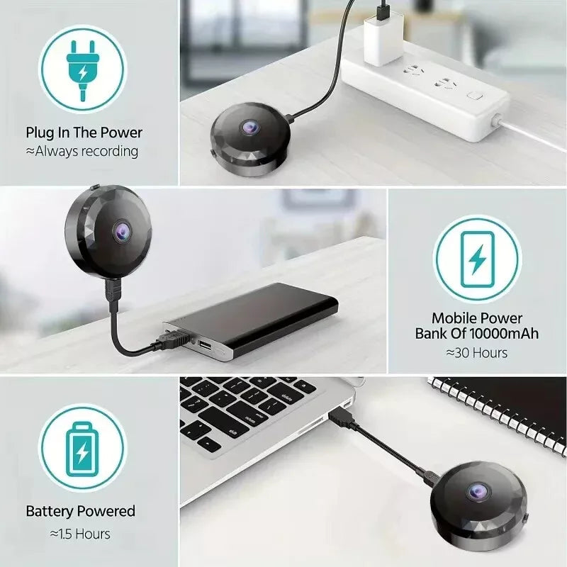 Magnetische Mini-WiFi-Kamera, kompakt, 1080P HD, diskret, Nachtsicht, drahtlos, Sicherheitsüberwachung mit elegantem Design.