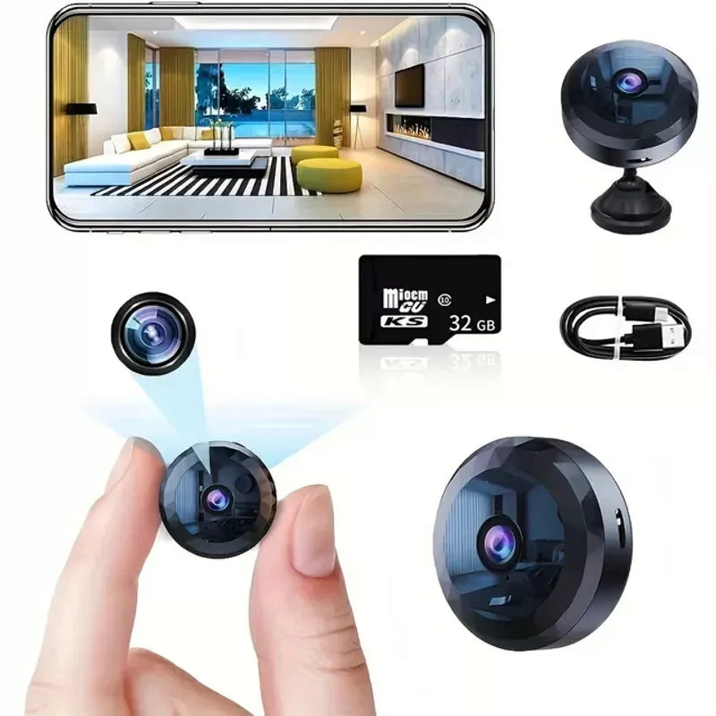 Magnetische Mini-WiFi-Kamera, kompakt, 1080P HD, diskret, Nachtsicht, drahtlos, Sicherheitsüberwachung mit elegantem Design.