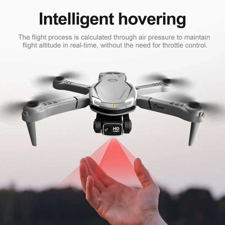 "Mini V88 Drone 8K HD Frontansicht mit GPS; kompakte schwarz-silberne Drone für atemberaubende Luftaufnahmen."