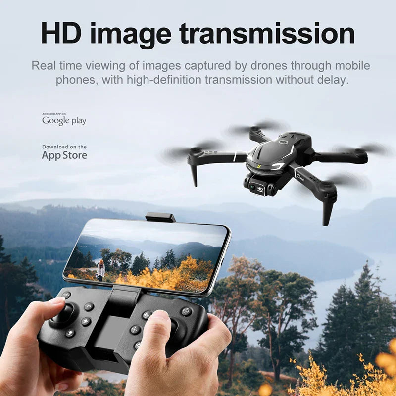 "Mini V88 Drone 8K HD Frontansicht mit GPS; kompakte schwarz-silberne Drone für atemberaubende Luftaufnahmen."