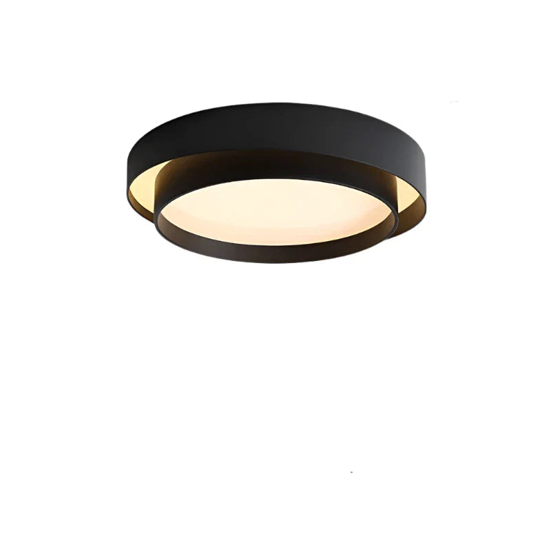Minimalistische LED Deckenleuchte in Weiß, runde Form, zeitgenössisches Design, energieeffiziente Beleuchtung, Wohnzimmer.