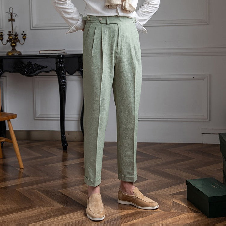 "Moderne Herren Business Hose in Beige, Blau und Schwarz, elegante Stoffhose, ideal für Büro und Alltag, weiche Qualität."