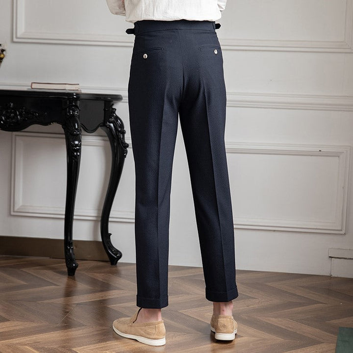 "Moderne Herren Business Hose in Beige, Blau und Schwarz, elegante Stoffhose, ideal für Büro und Alltag, weiche Qualität."
