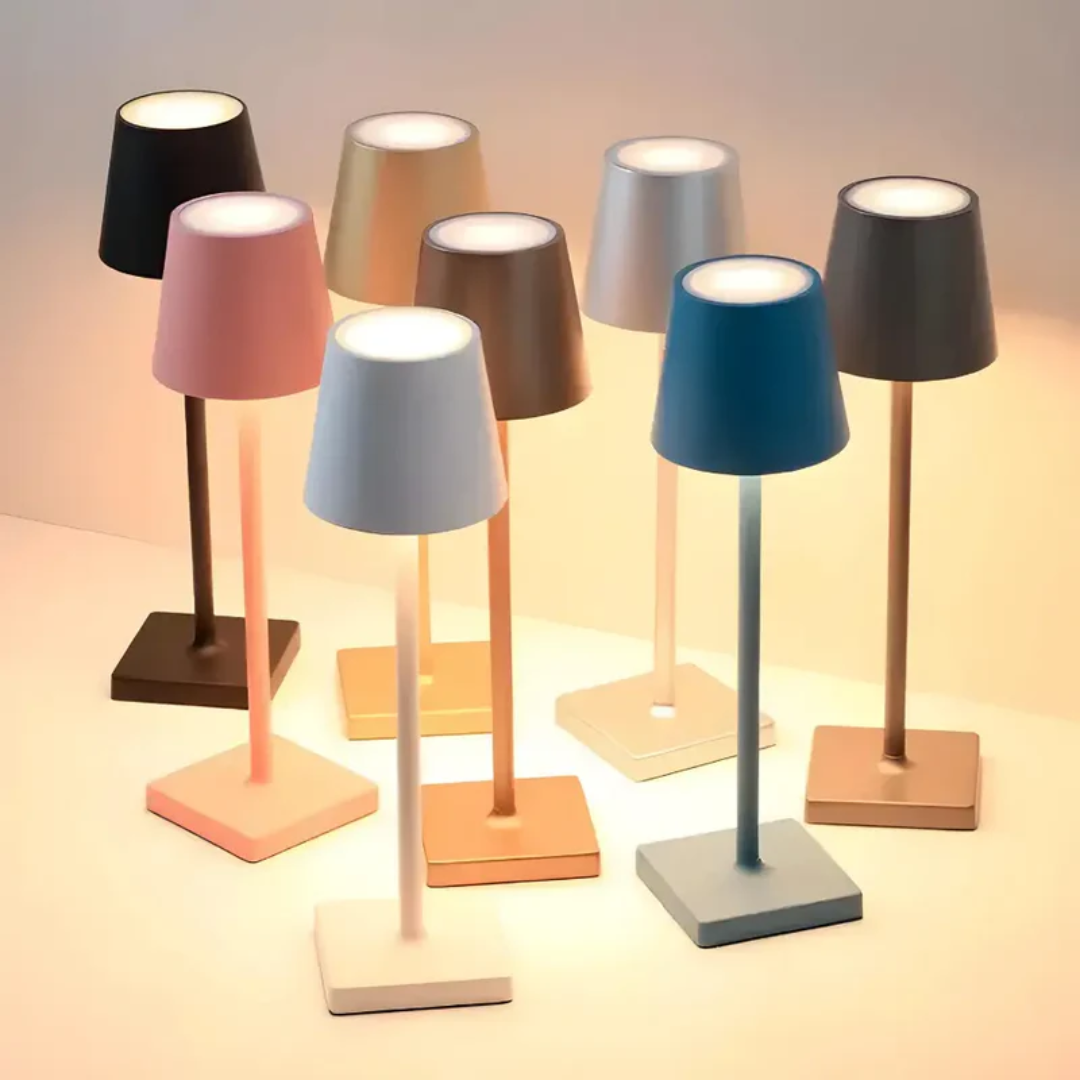 "Moderne kabellose LED Tischlampe im nordischen Stil, wiederaufladbar, dimmbar, Wetterfest, ideal für Innen- und Außenbereich