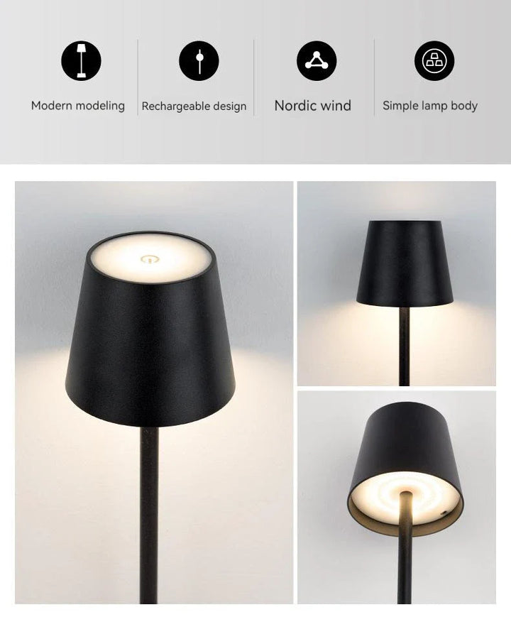 "Moderne Touch LED-Tischleuchte, minimalistisch, energieeffizient, mit Berührungssensor, für Schreibtisch oder Nachttisch."