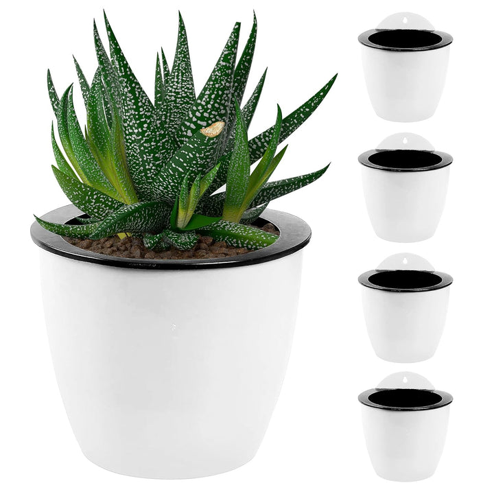 "Moderner, platzsparender Hängepflanztopf mit Selbstbewässerungssystem für optimale Pflanzenpflege drinnen und draußen."