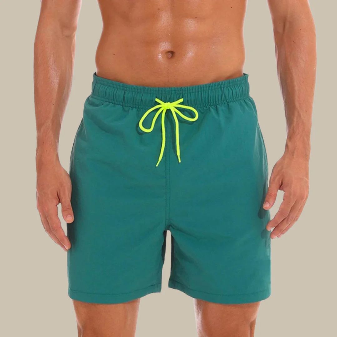 "Modische Herren Badehose, schnelltrocknend, blaue Farbe, elegante Passform für sportliche und entspannte Sommeraktivitäten"