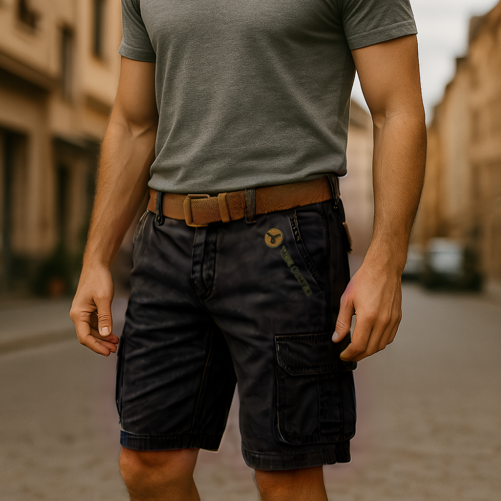 Multifunktionale Herren Cargo-Shorts, widerstandsfähiges Material, sechs Taschen, ideal für Outdoor und Freizeit.