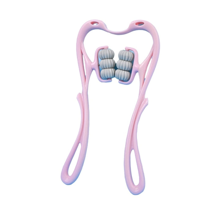 "Nacken- und Schulter-Massageroller mit sechs blauen Massagekugeln, ergonomischem Design, ideal für Entspannung."