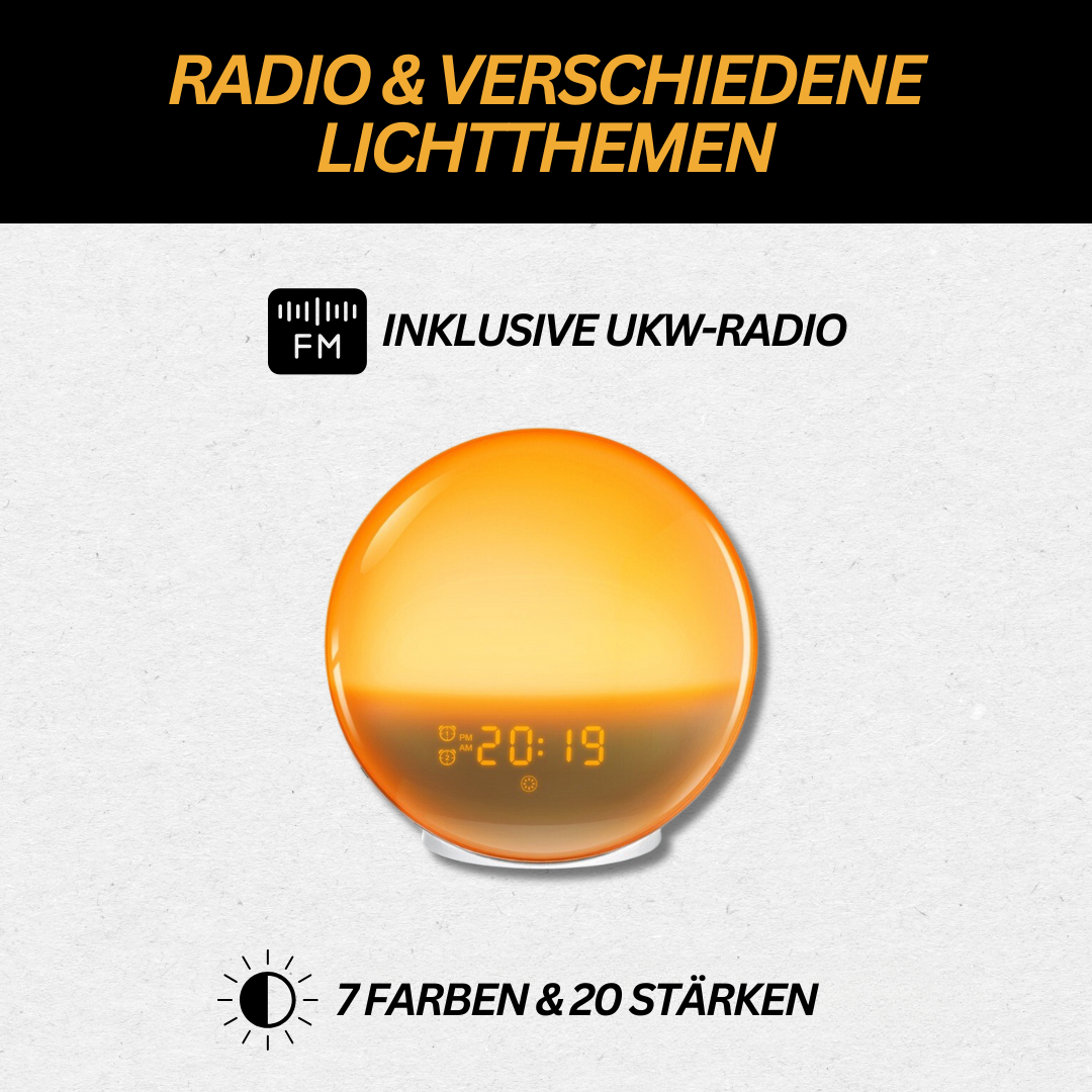 "Natürlicher Radiowecker mit Licht, sanfte Sonnenaufgangssimulation, modernes Design, LED-Anzeige, Gadgets & Accessories."