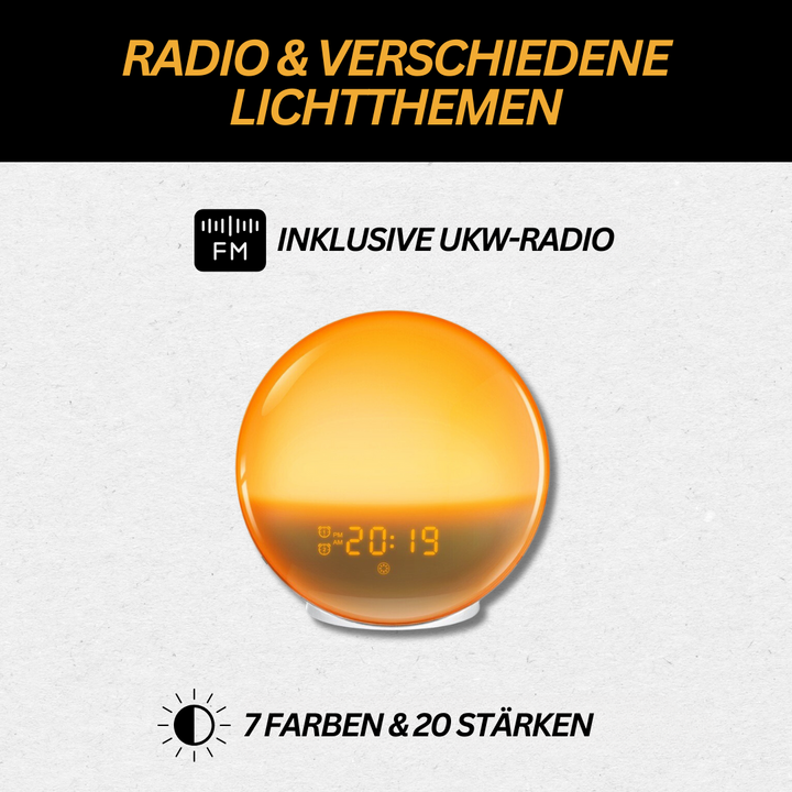 "Natürlicher Radiowecker mit Licht, sanfte Sonnenaufgangssimulation, modernes Design, LED-Anzeige, Gadgets & Accessories."