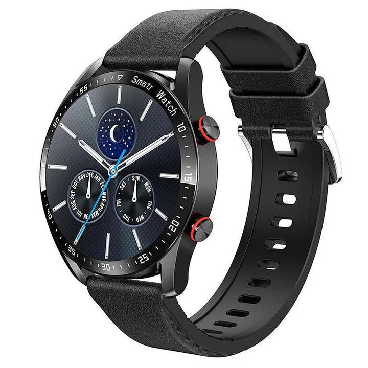 Nicht-invasive Smartwatch mit BZ-Messung, Lederarmband, 1,28-Zoll-Bildschirm, ideal für Gesundheits- und Fitnessüberwachung.