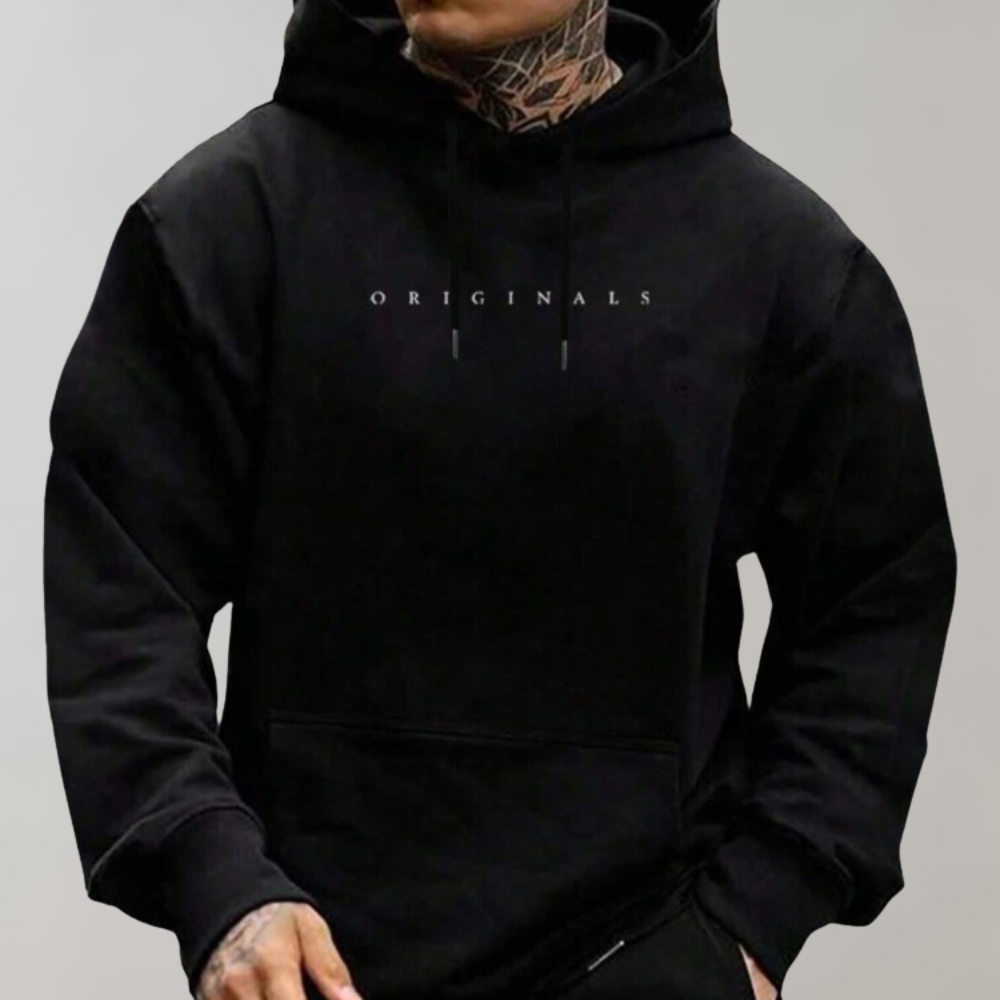 "Noah Herren-Hoodie, weich, atmungsaktiv, in Weiß. Modernes Design mit Kängurutasche, perfekt für gemütliches Outfit."