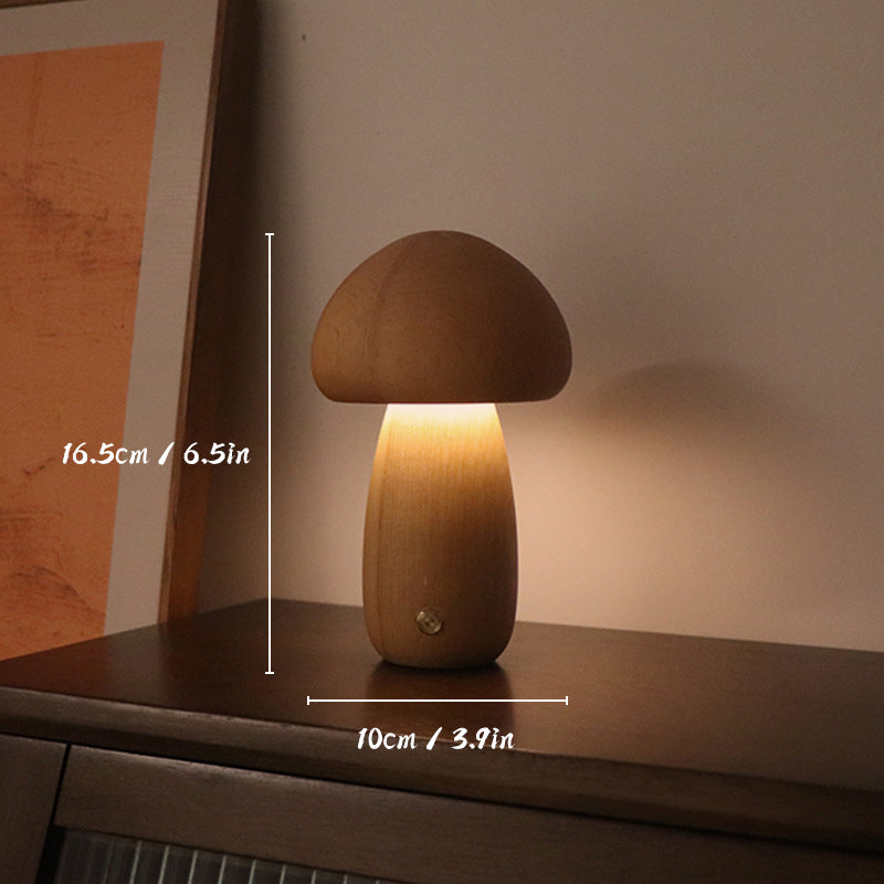 Wiederaufladbare Tischlampe aus Holz mit LED-Licht