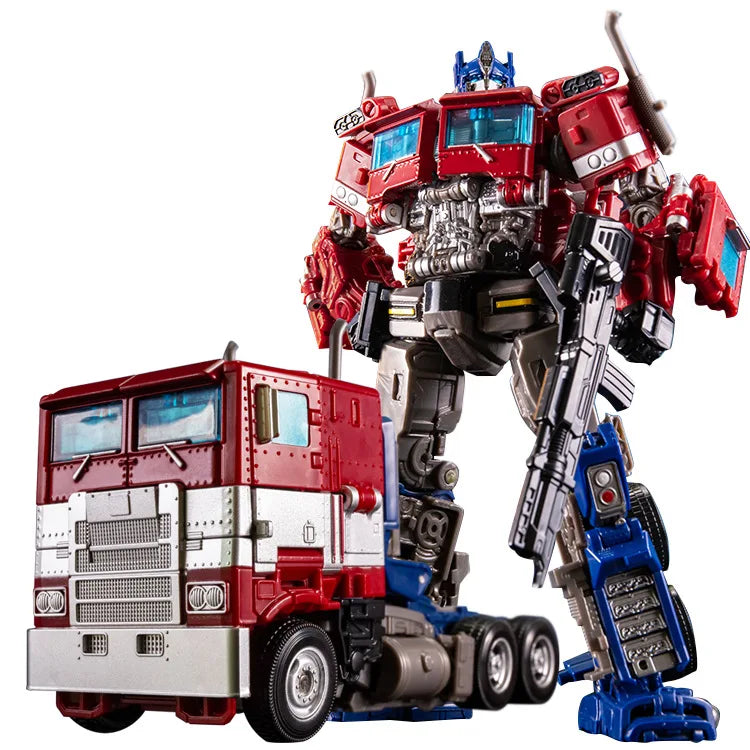 "Optimus Prime transformierbare Roboterfigur, detailliert und 18 cm groß, ideal für Sammler, auf weißem Hintergrund."